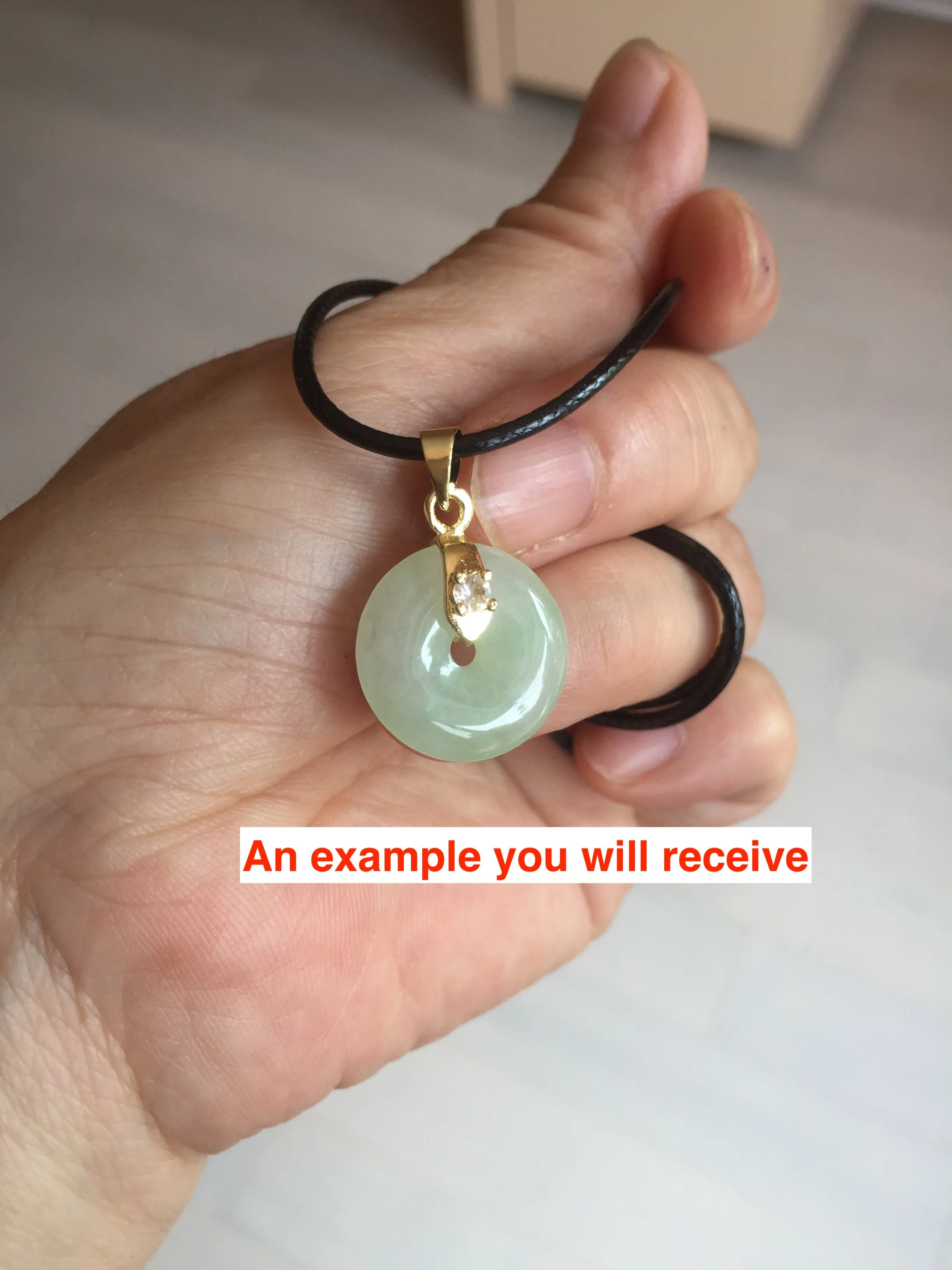 15-17mm Type A 100% Natural icy watery light green yellow white clear Jadeite Jade Safety Guardian Button donut Pendant group AF97