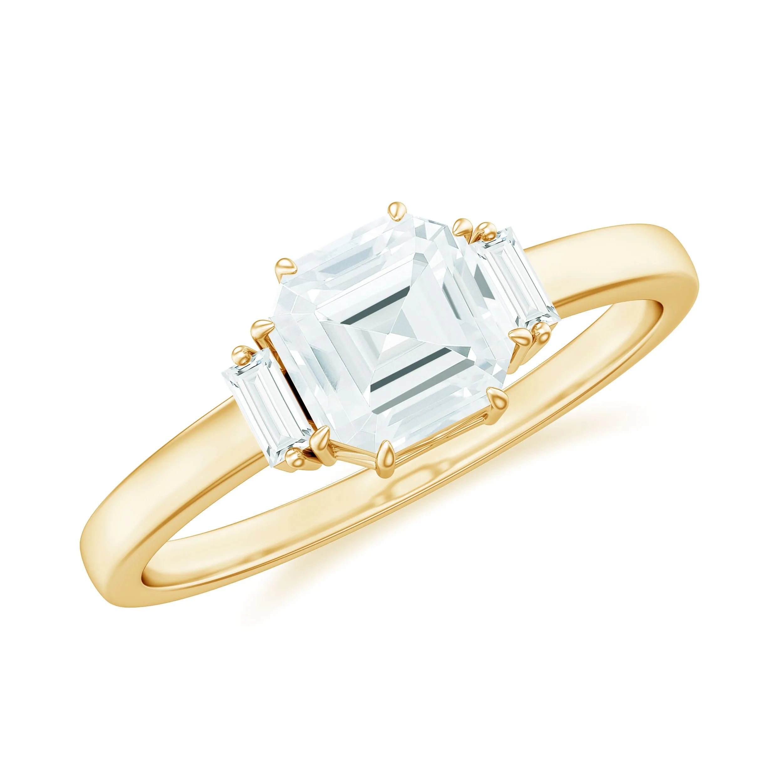 1.50 Carat Three Stone Moissanite Engagement Ring in Gold