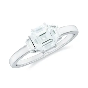 1.50 Carat Three Stone Moissanite Engagement Ring in Gold