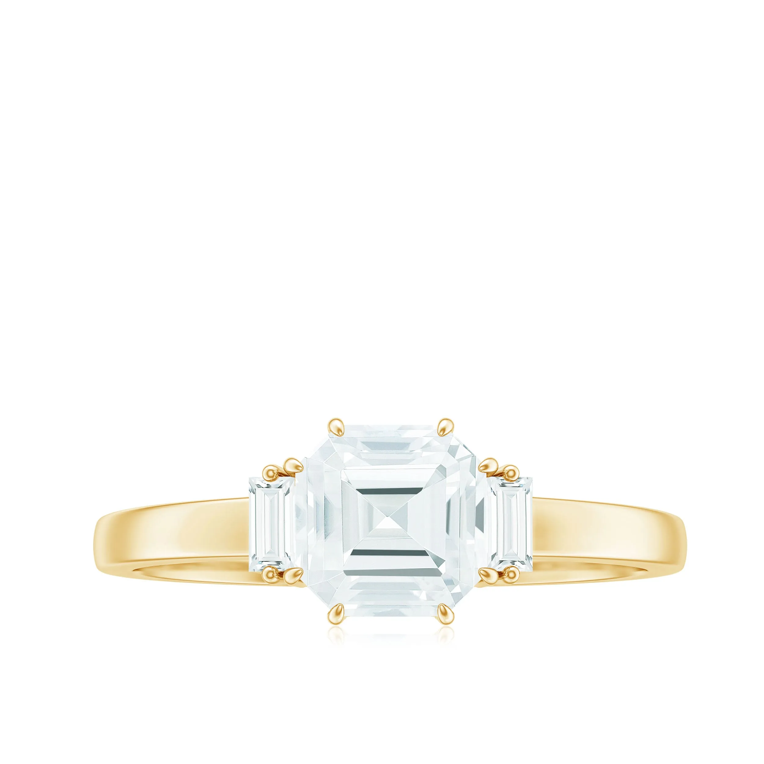 1.50 Carat Three Stone Moissanite Engagement Ring in Gold