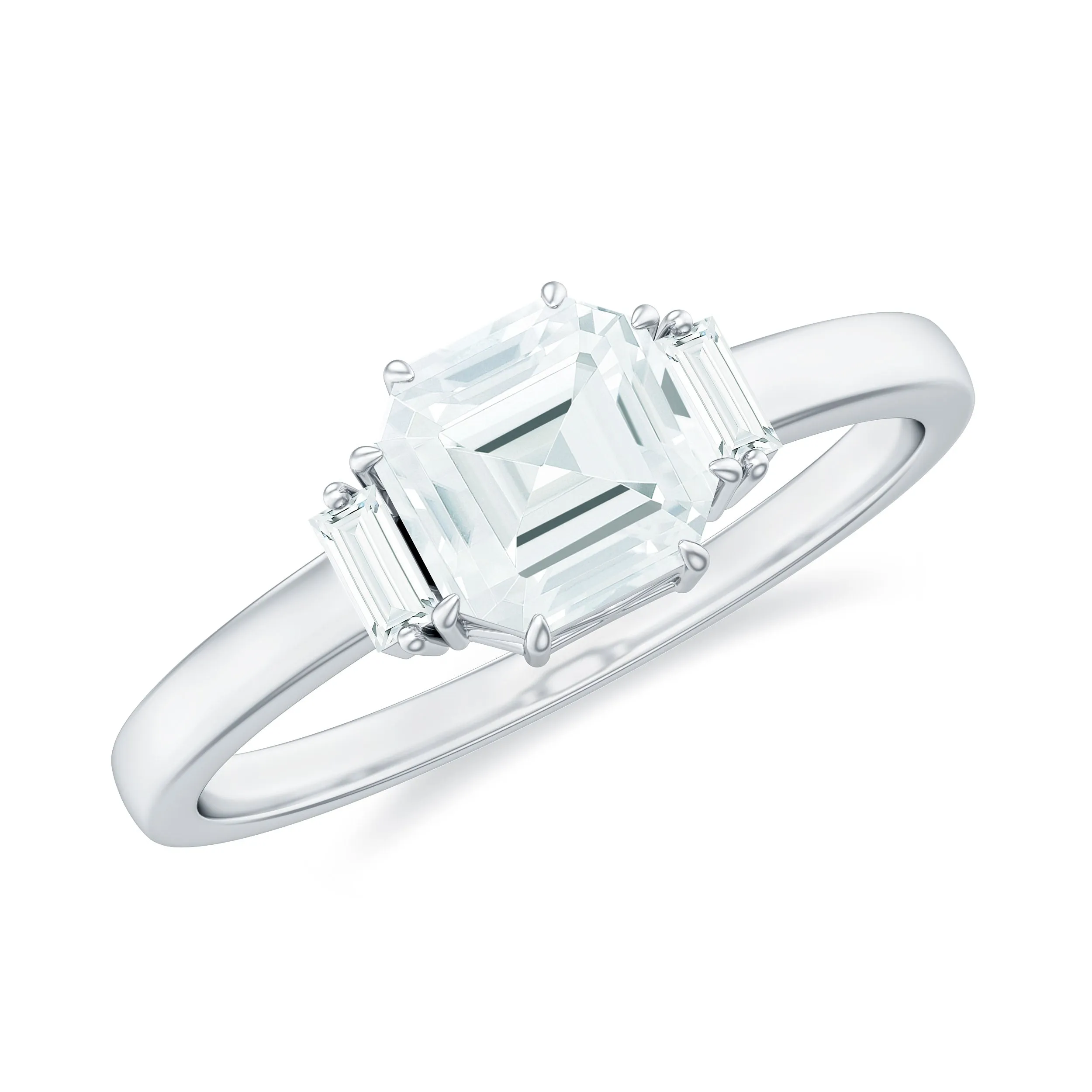 1.50 Carat Three Stone Moissanite Engagement Ring in Gold