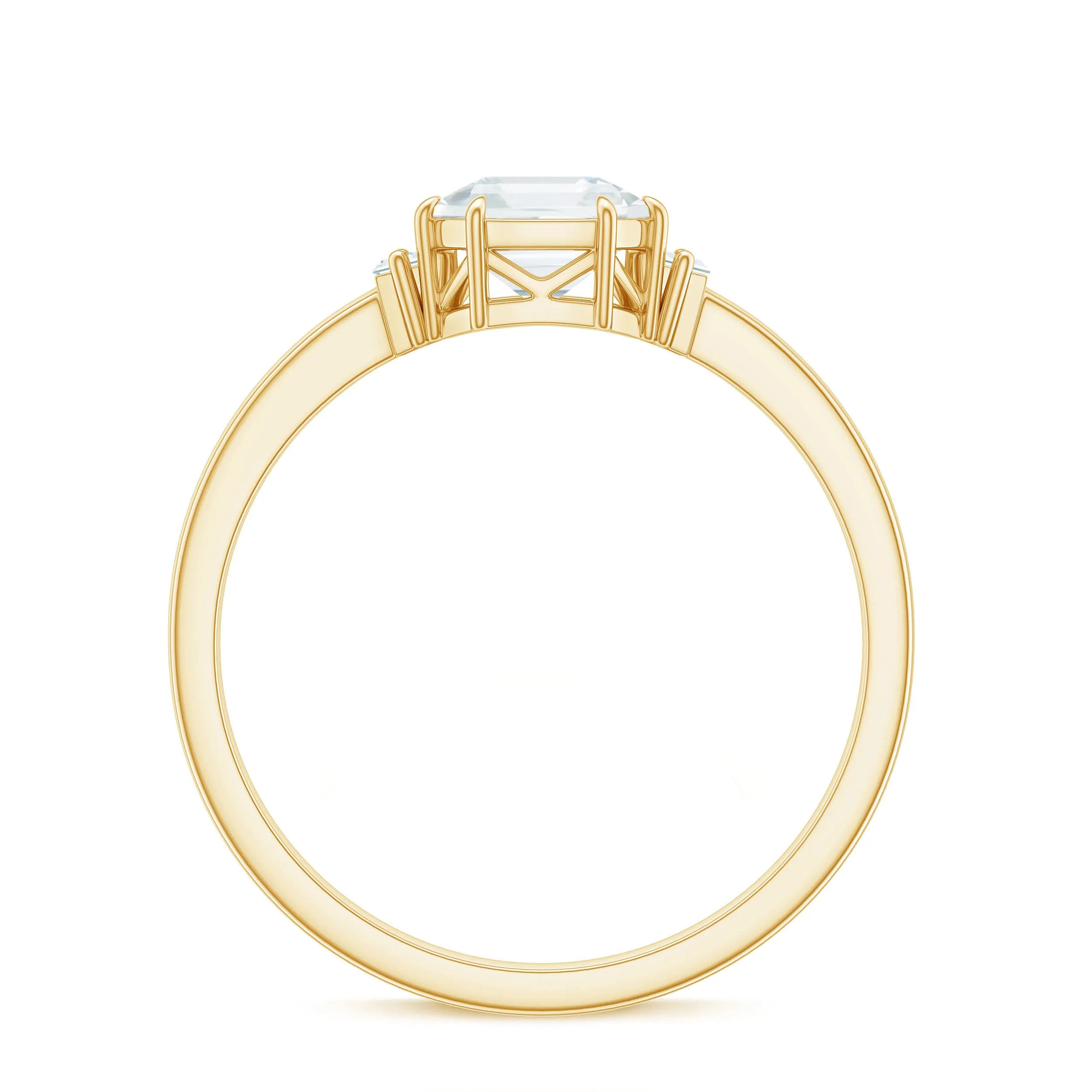 1.50 Carat Three Stone Moissanite Engagement Ring in Gold