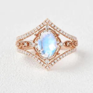 1.5ct Signature Oval Vintage Ring Set 3pcs