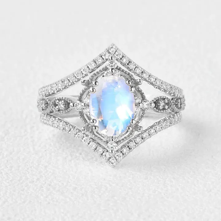 1.5ct Signature Oval Vintage Ring Set 3pcs