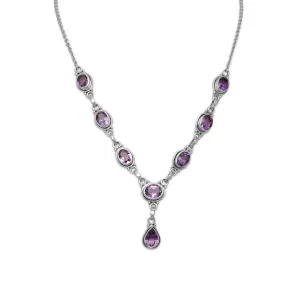 15"   1" Oval and Pear Shape Amethyst Necklace