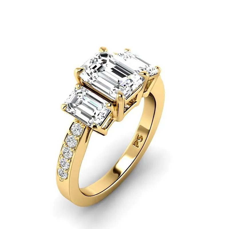 1.65-4.15 CT Round & Emerald Cut Lab Grown Diamonds - Engagement Ring
