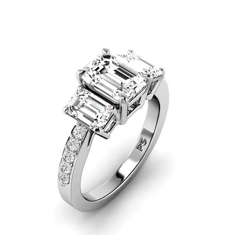 1.65-4.15 CT Round & Emerald Cut Lab Grown Diamonds - Engagement Ring