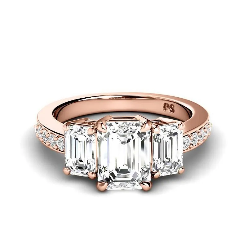 1.65-4.15 CT Round & Emerald Cut Lab Grown Diamonds - Engagement Ring