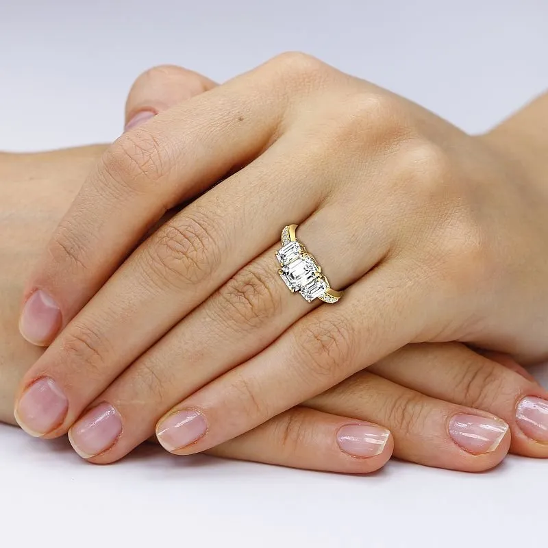 1.65-4.15 CT Round & Emerald Cut Lab Grown Diamonds - Engagement Ring