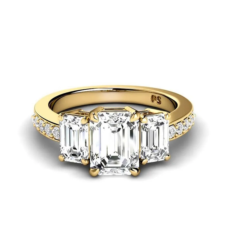 1.65-4.15 CT Round & Emerald Cut Lab Grown Diamonds - Engagement Ring