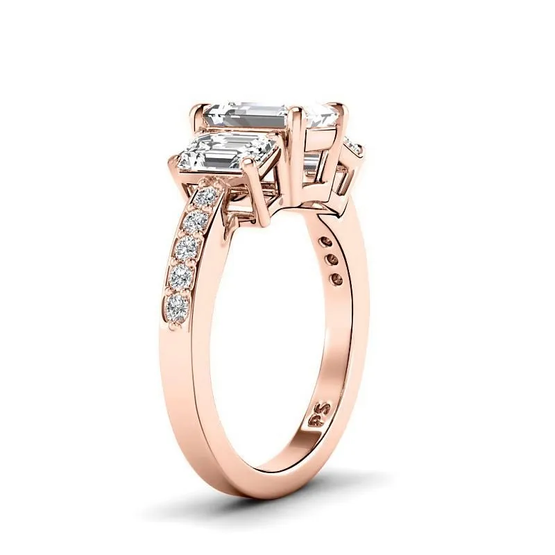 1.65-4.15 CT Round & Emerald Cut Lab Grown Diamonds - Engagement Ring