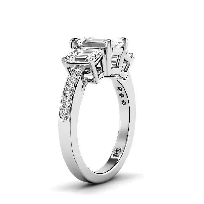 1.65-4.15 CT Round & Emerald Cut Lab Grown Diamonds - Engagement Ring