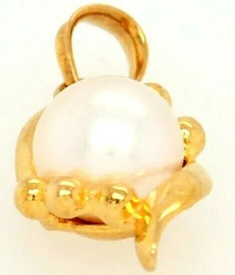 18ct Yellow Gold & Pearl Pendant Fine Jewellery Elegant Necklace