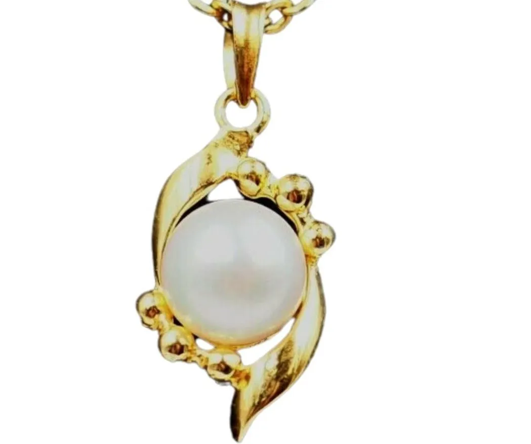 18ct Yellow Gold & Pearl Pendant Fine Jewellery Elegant Necklace