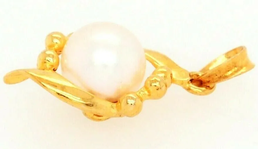 18ct Yellow Gold & Pearl Pendant Fine Jewellery Elegant Necklace