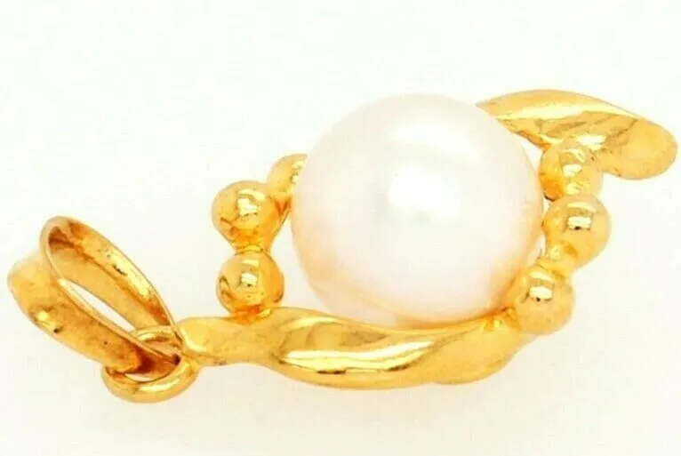 18ct Yellow Gold & Pearl Pendant Fine Jewellery Elegant Necklace