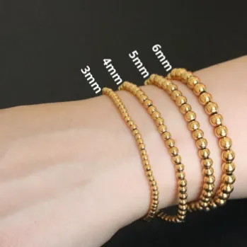 18K Gold-Filled Elastic Beaded Bracelet