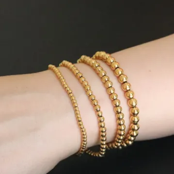 18K Gold-Filled Elastic Beaded Bracelet