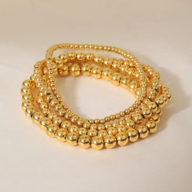 18K Gold-Filled Elastic Beaded Bracelet