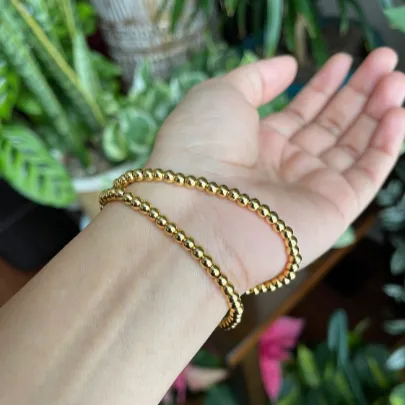 18K Gold-Filled Elastic Beaded Bracelet