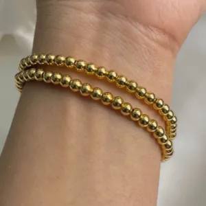 18K Gold-Filled Elastic Beaded Bracelet