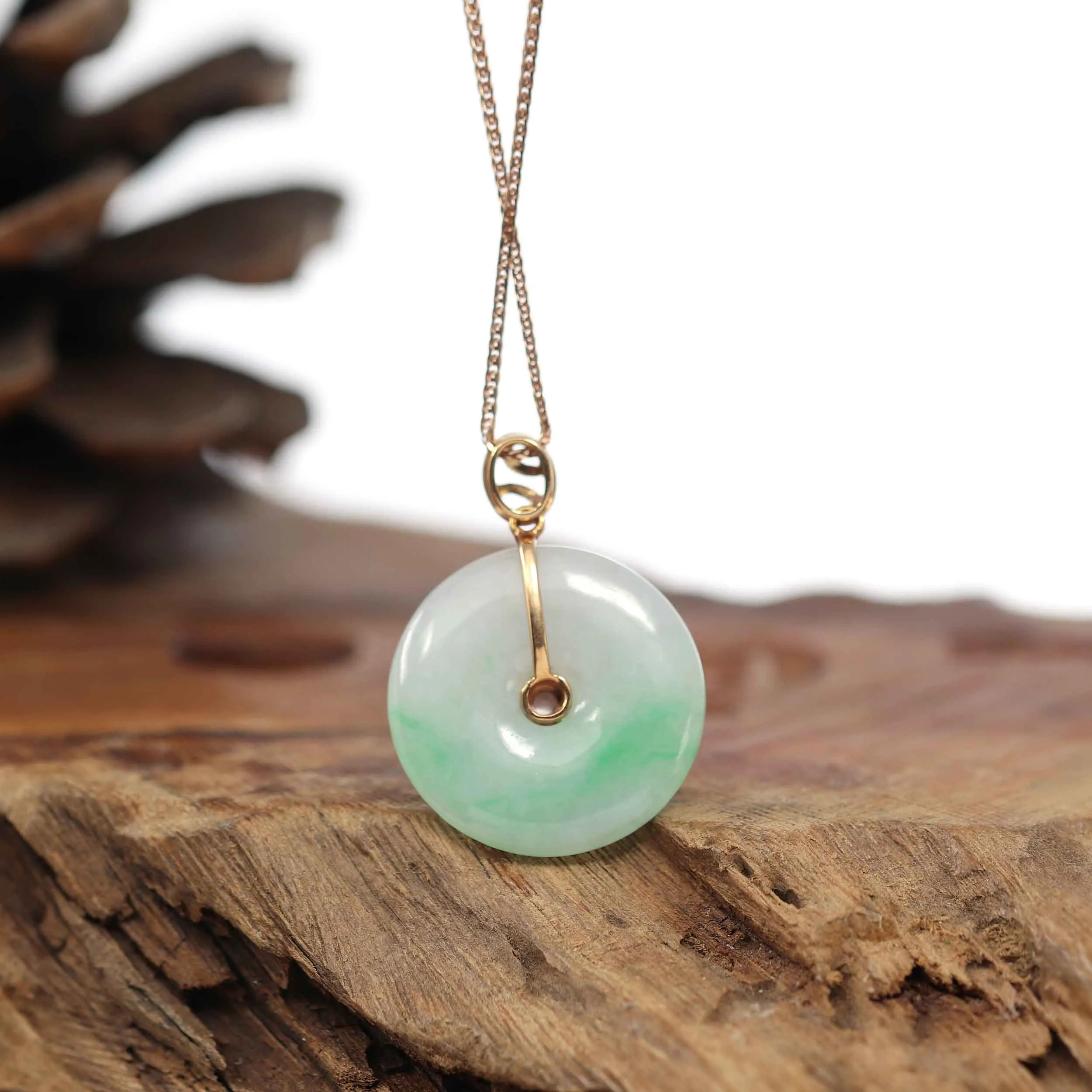 18k Rose Gold Genuine Jadeite Constellation 12 Zodiac Signs (Libra) Necklace Pendant