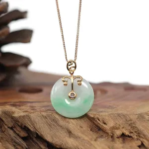18k Rose Gold Genuine Jadeite Constellation 12 Zodiac Signs (Libra) Necklace Pendant
