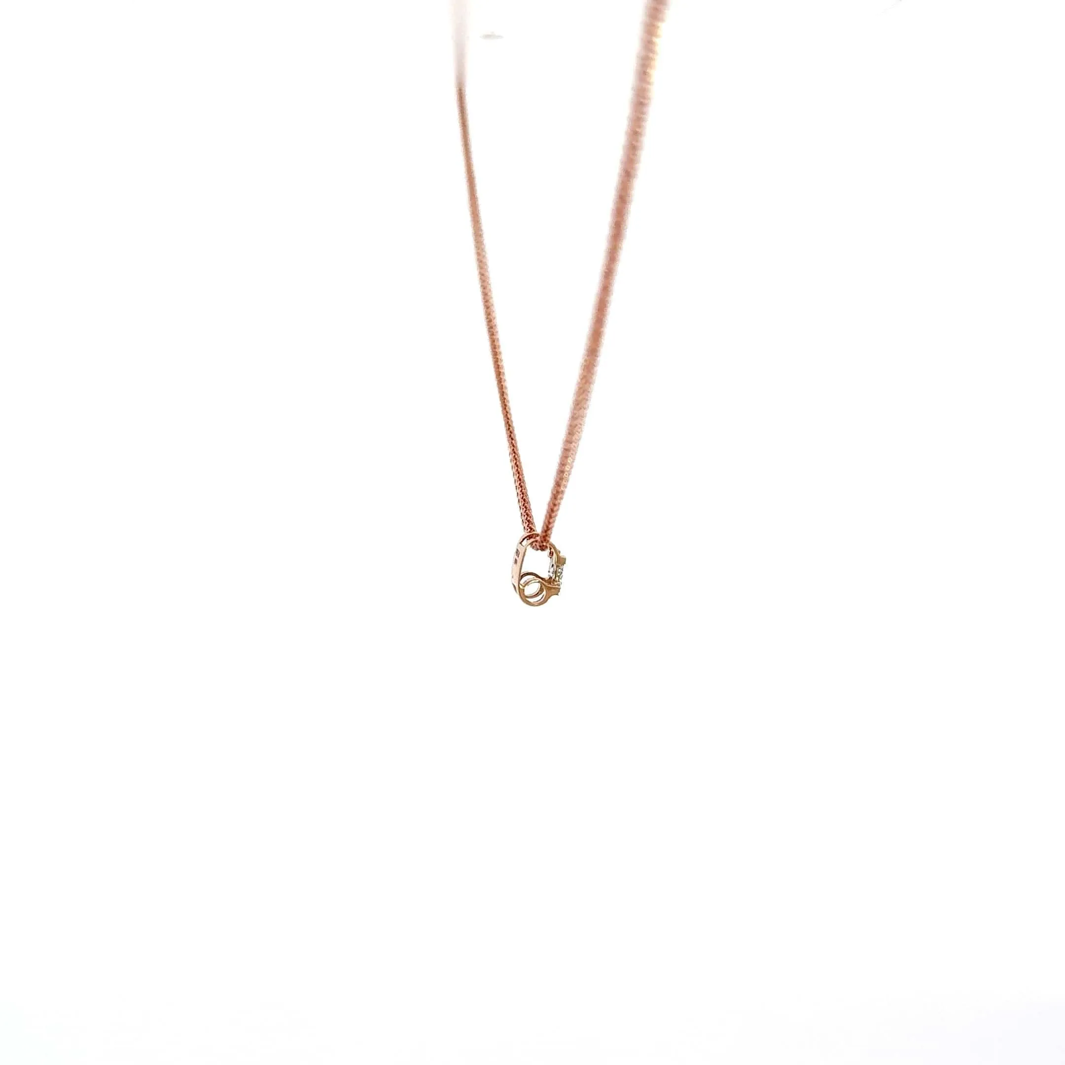 18K Rose Gold Princess Cut Diamond Pendant Necklace