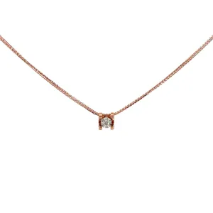 18K Rose Gold Princess Cut Diamond Pendant Necklace
