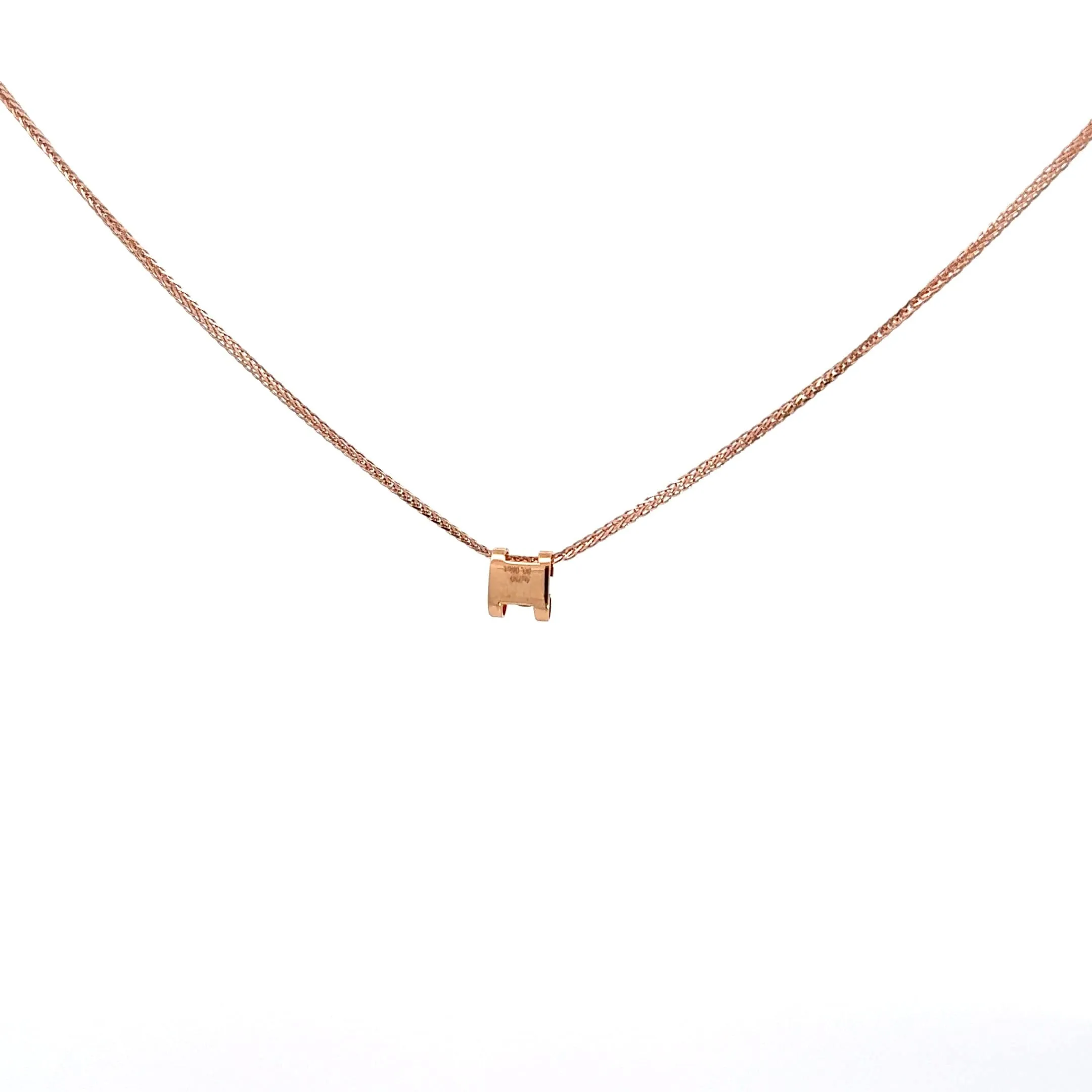18K Rose Gold Princess Cut Diamond Pendant Necklace