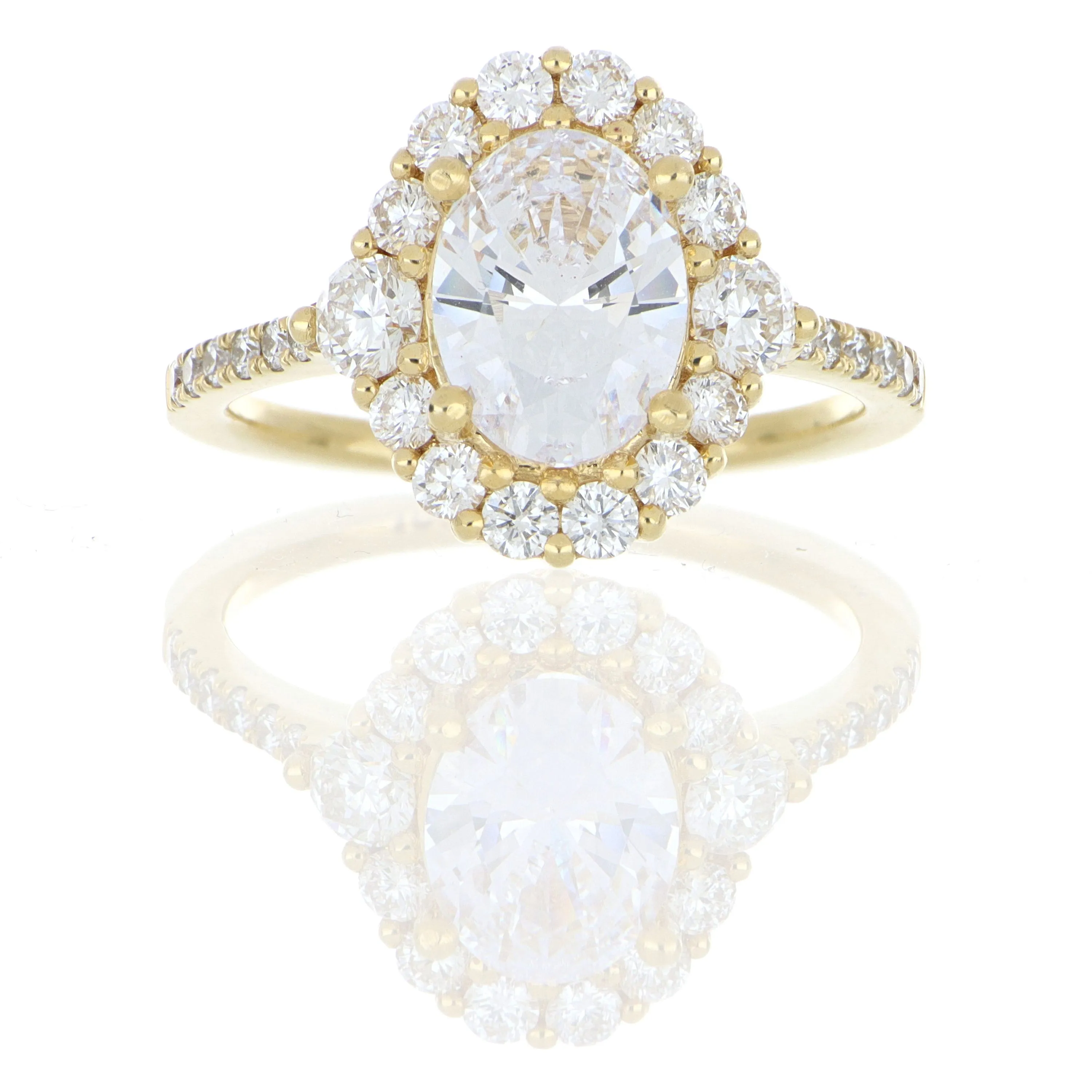 18k Yellow Gold Diamond Accented Halo Engagement Semi-Mount