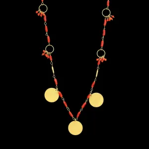18K Yellow Gold Estate Coral Bead Necklace