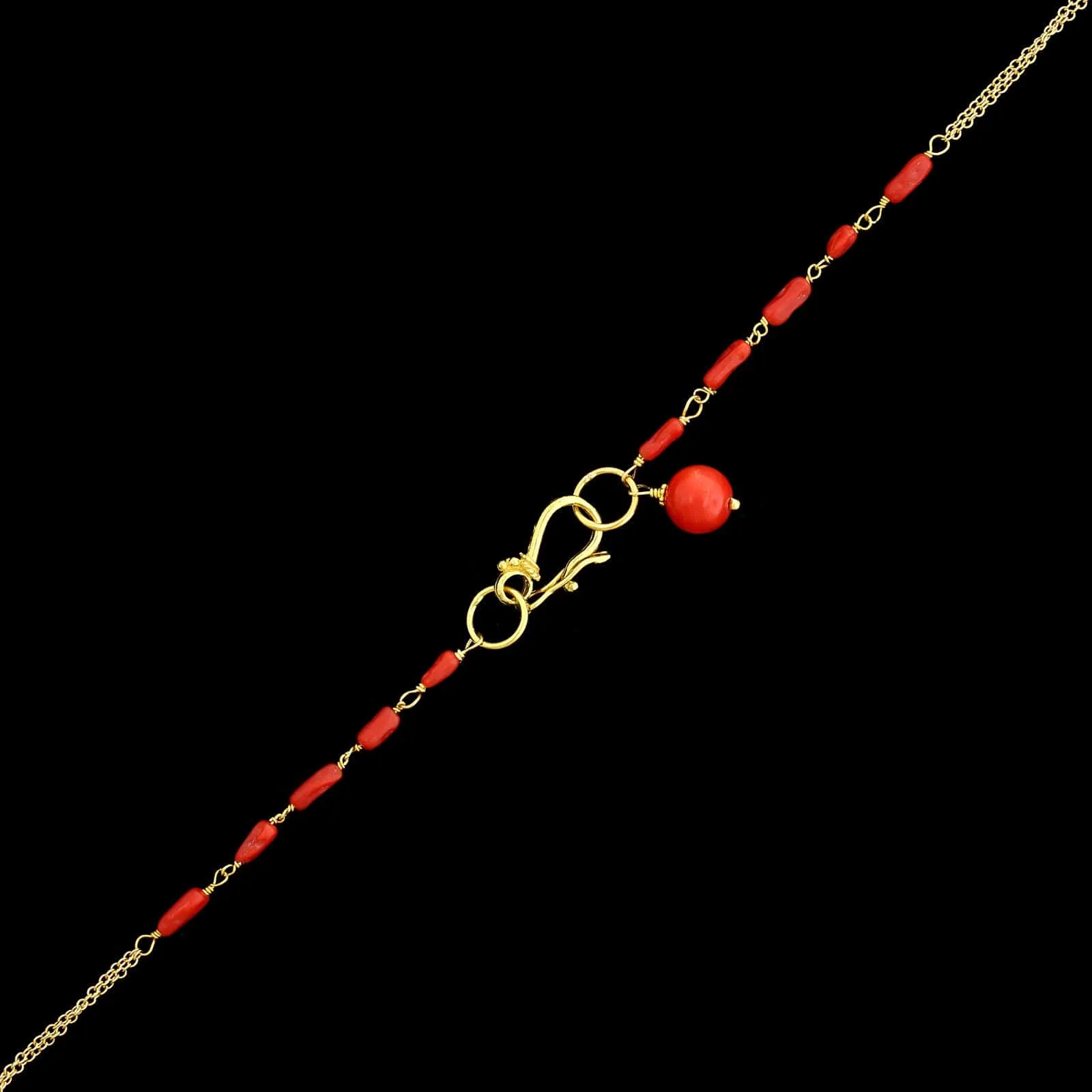 18K Yellow Gold Estate Coral Bead Necklace