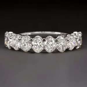 1.9ct OVAL SHAPE DIAMOND WEDDING BAND HALF ETERNITY RING WHITE GOLD STACKING 2ct
