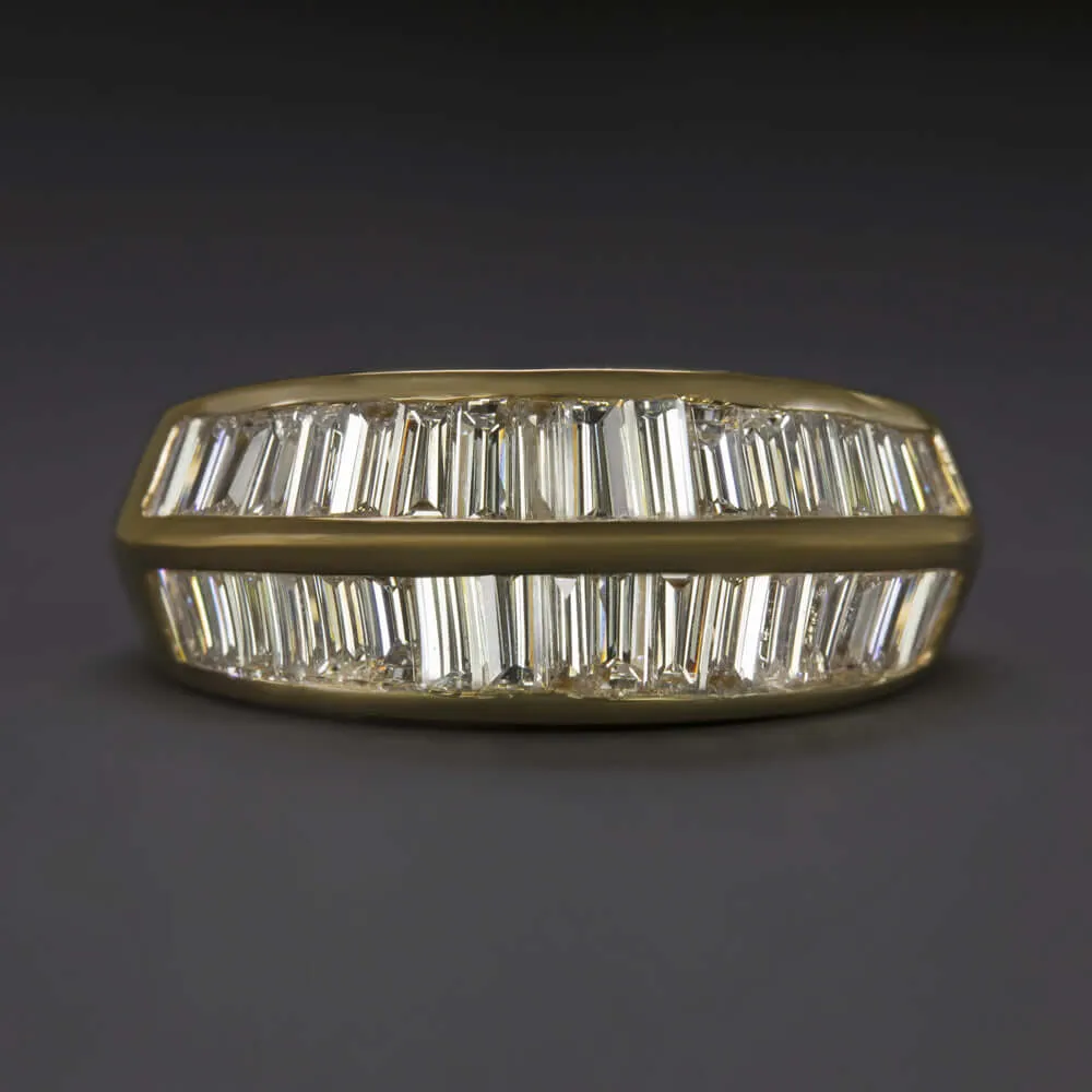 2 CARAT F-G VVS-VS DIAMOND VINTAGE COCKTAIL BAND 18k YELLOW GOLD BAGUETTE CUT