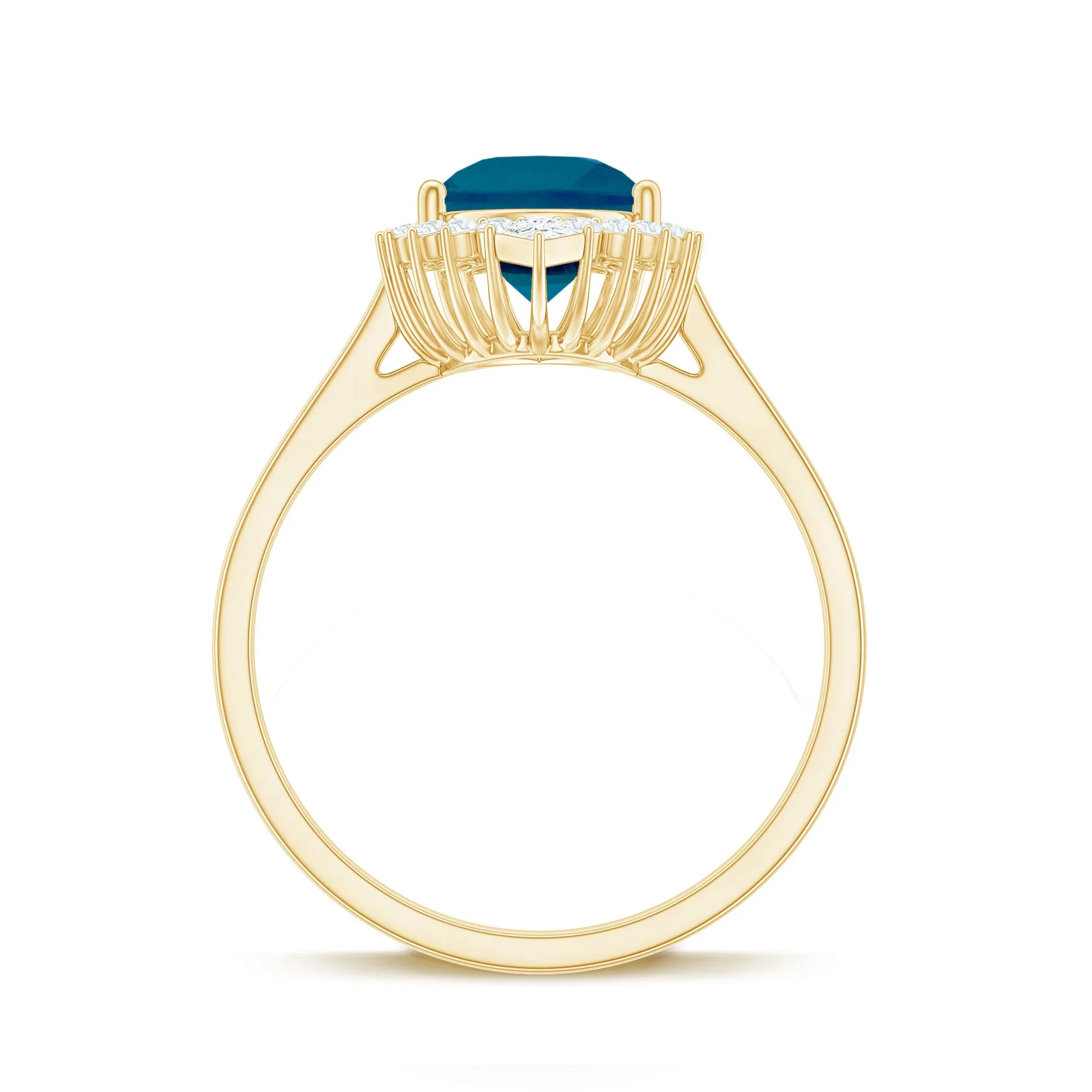 2 CT London Blue Topaz Cocktail Engagement Ring with Diamond Halo