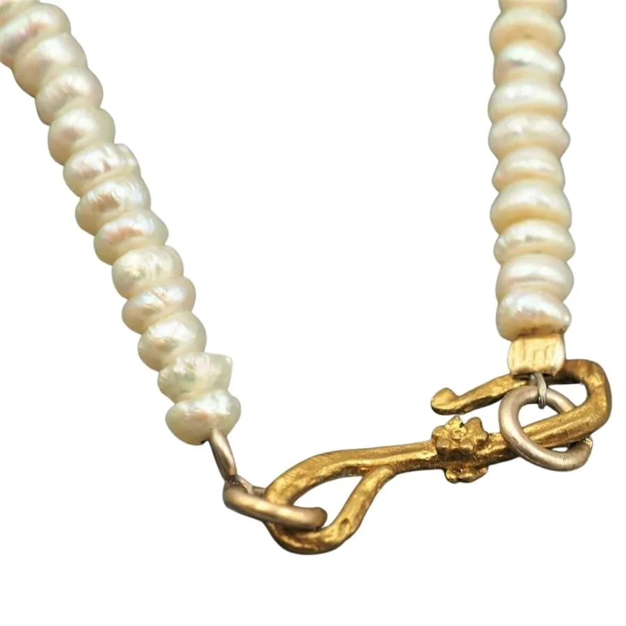 22ct Yellow Gold Freshwater Cultured Pearl Button Necklace
