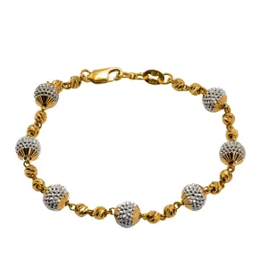 22K Multi Tone Gold Bracelet W/ Multi Tone Spindle Beads
