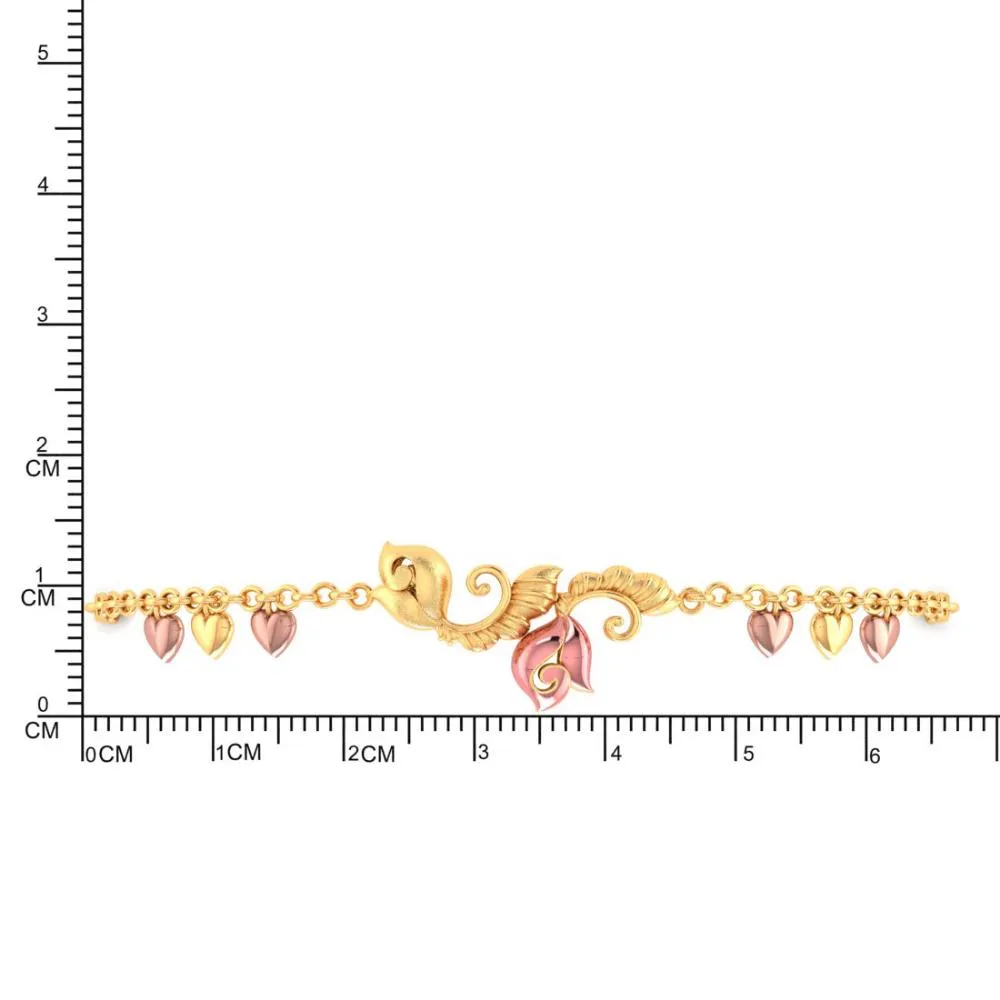 22k Pink Flower Chain Gold Bracelet