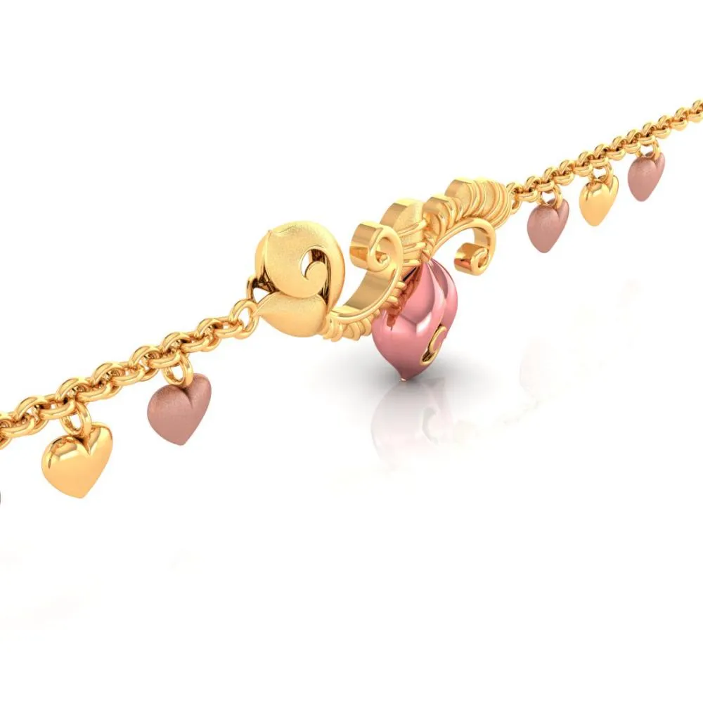 22k Pink Flower Chain Gold Bracelet