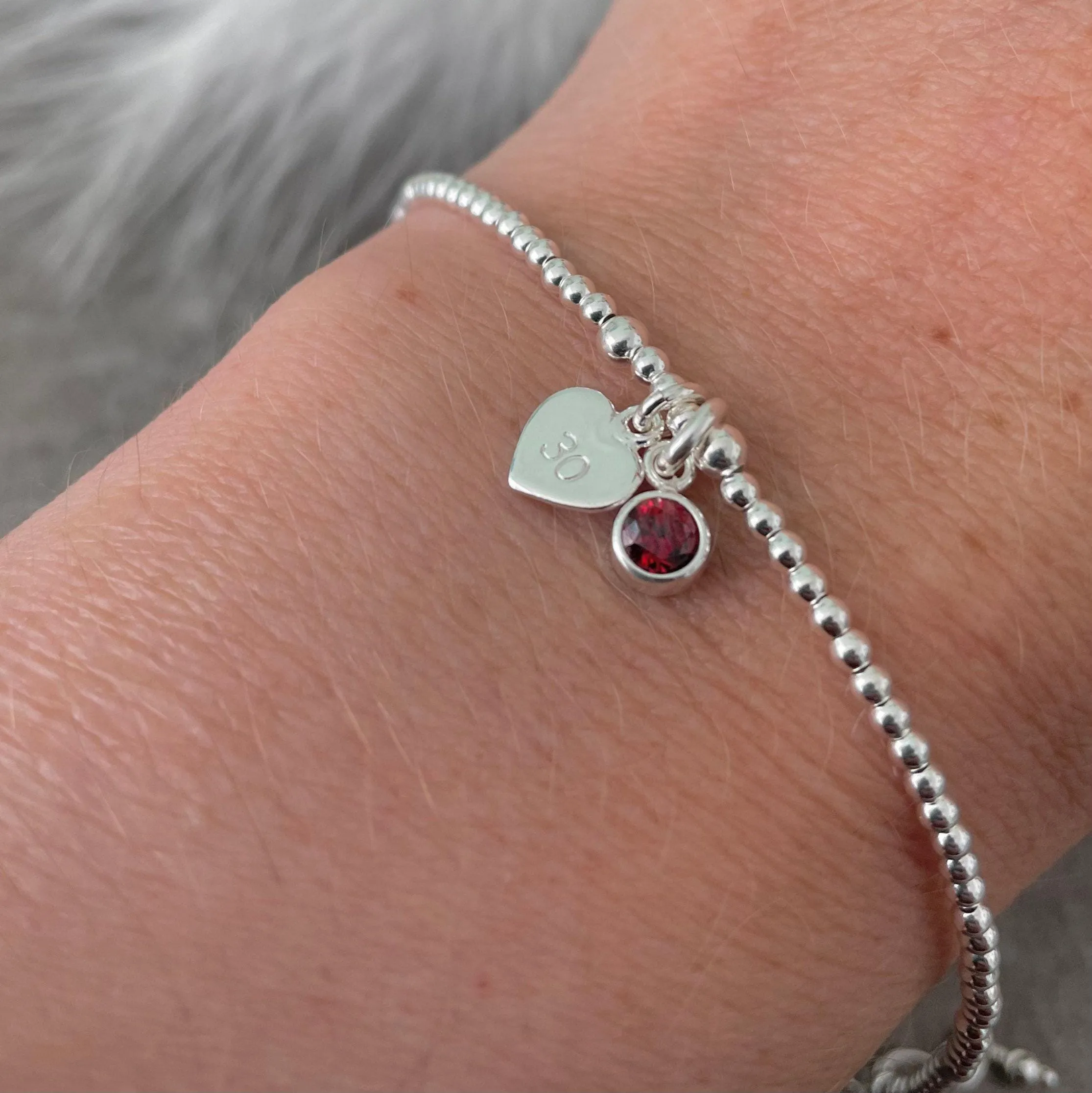 30th Birthday Milestone Gift, Dainty Bracelet with Cubic Zirconia Birthstone