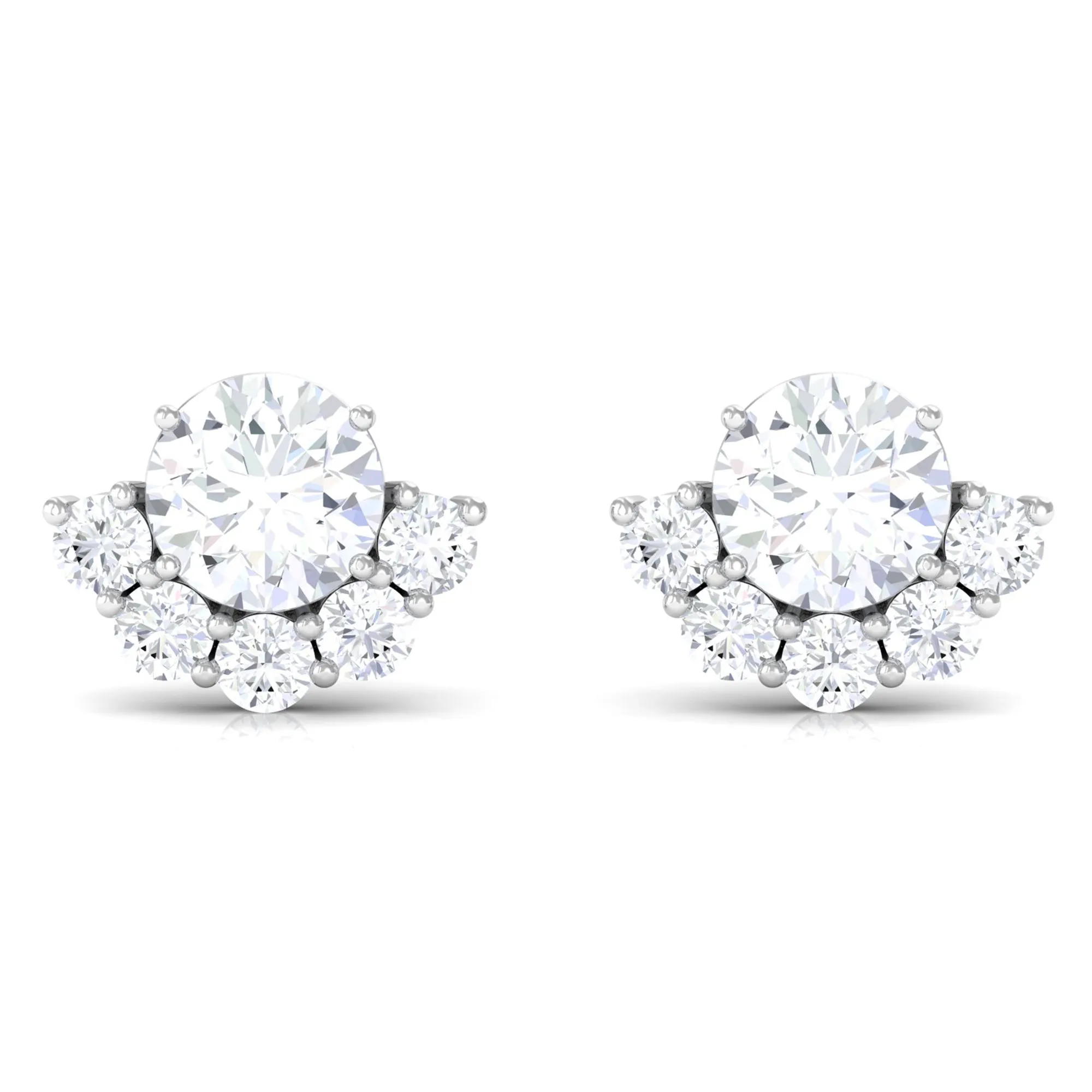 3/4 CT Round Zircon Halo Stud Earrings in Prong Setting