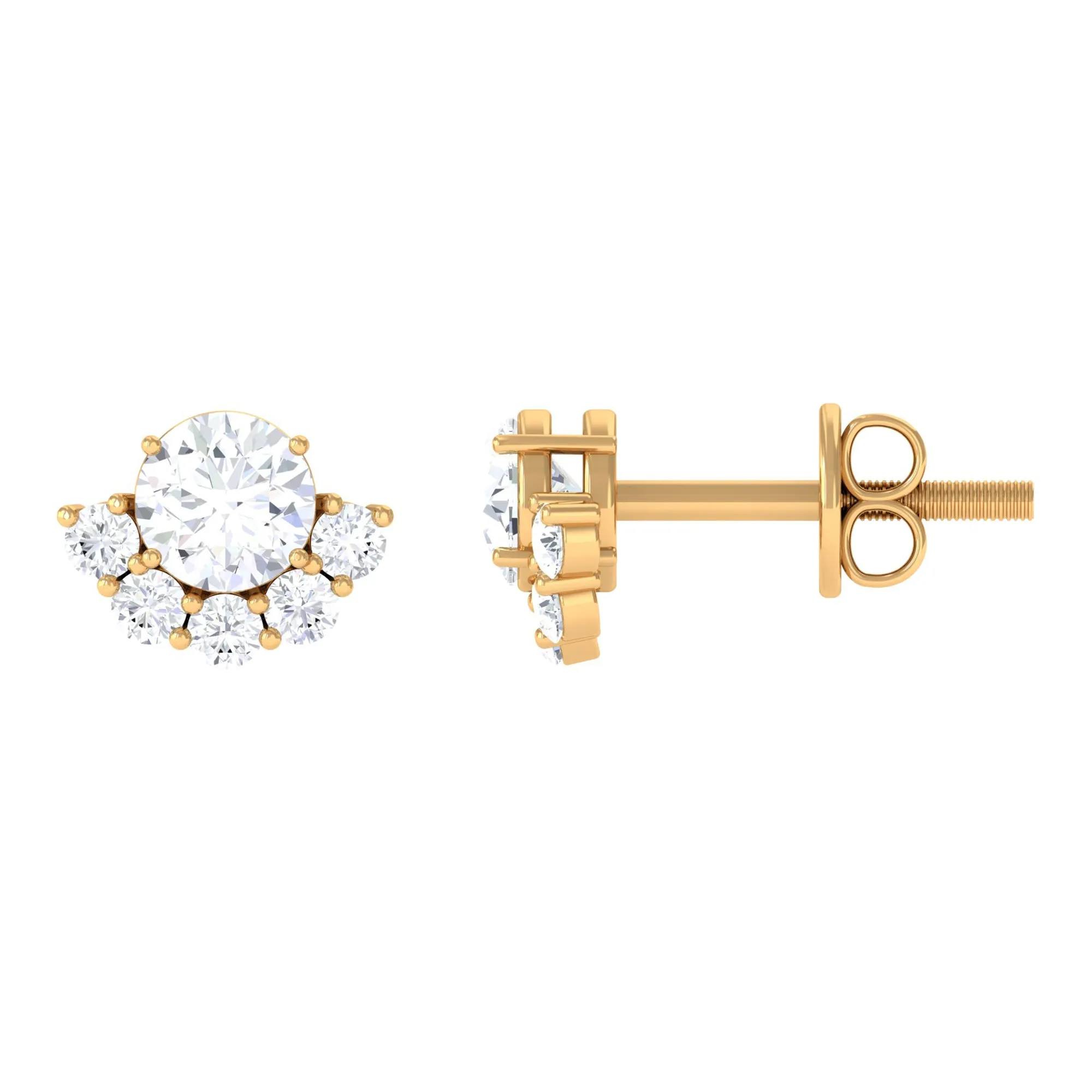 3/4 CT Round Zircon Halo Stud Earrings in Prong Setting