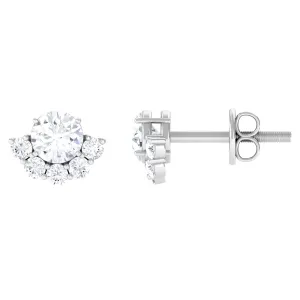 3/4 CT Round Zircon Halo Stud Earrings in Prong Setting