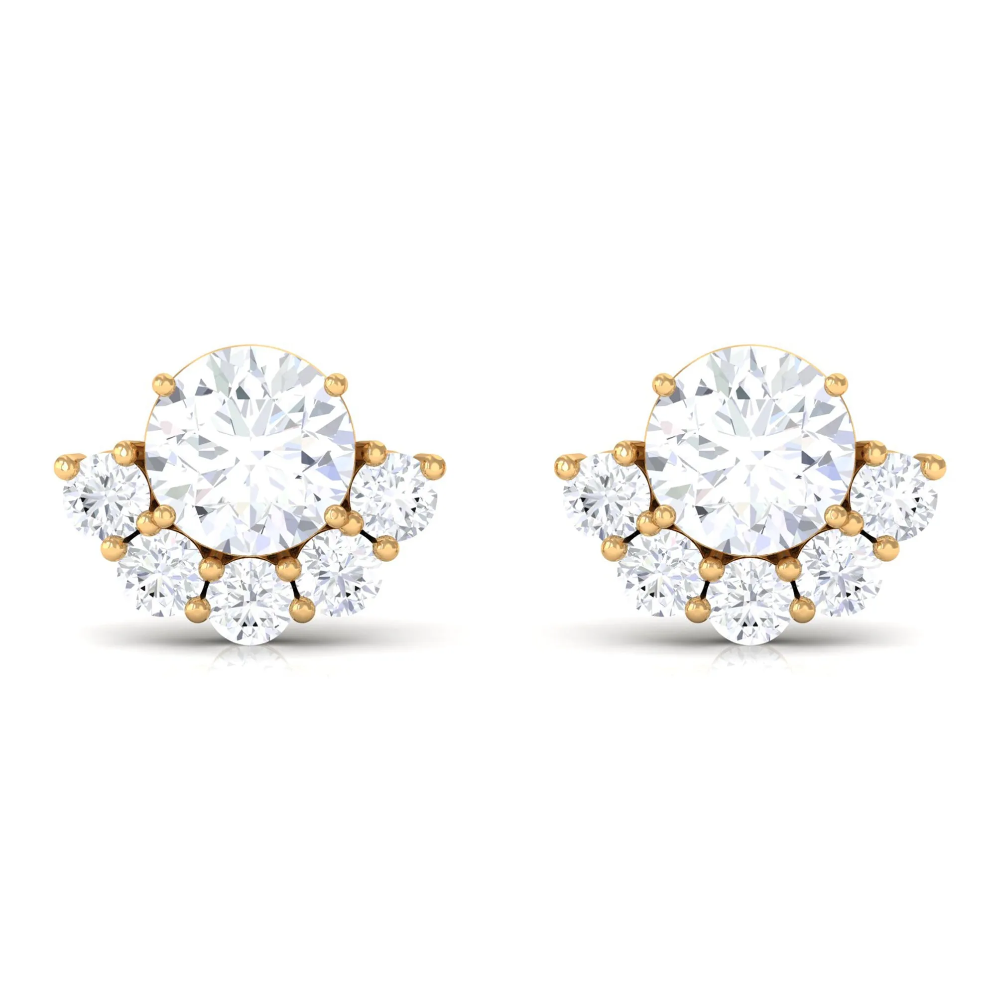 3/4 CT Round Zircon Halo Stud Earrings in Prong Setting