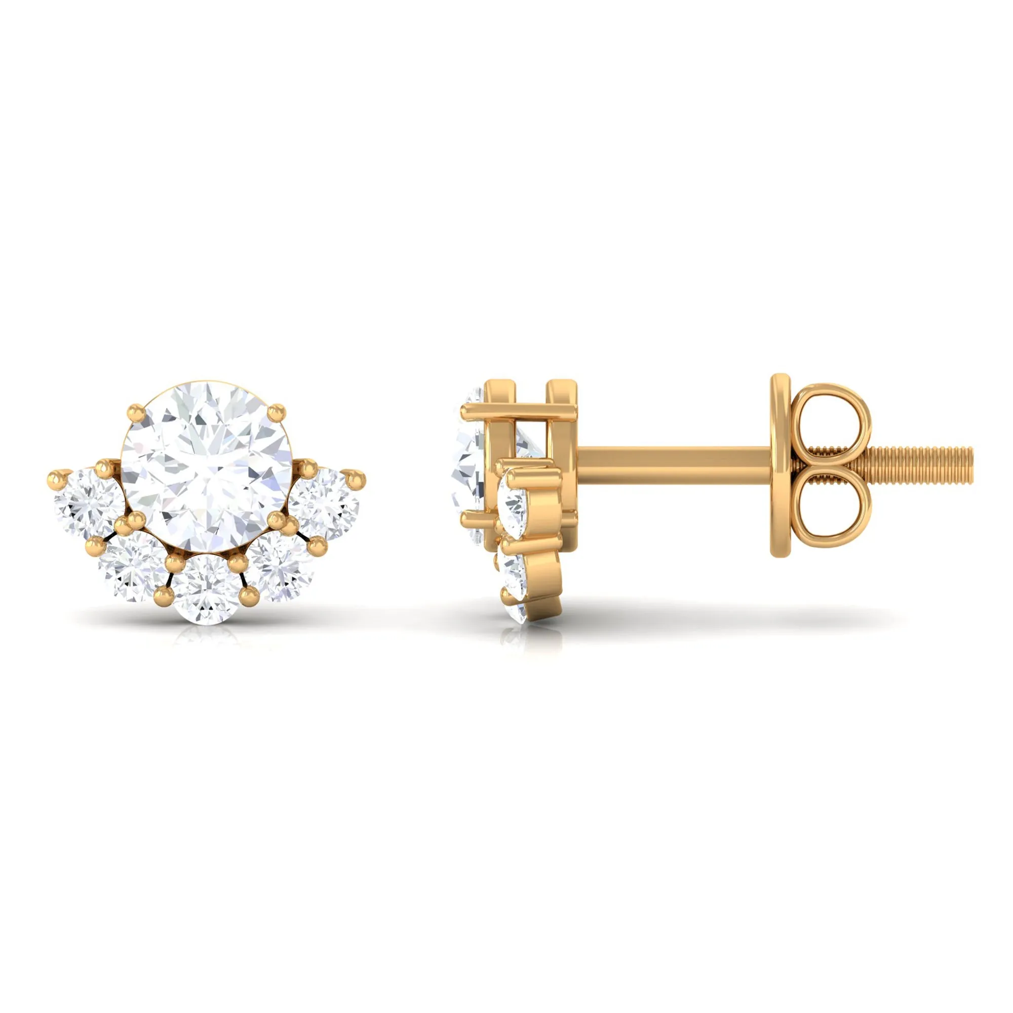 3/4 CT Round Zircon Halo Stud Earrings in Prong Setting