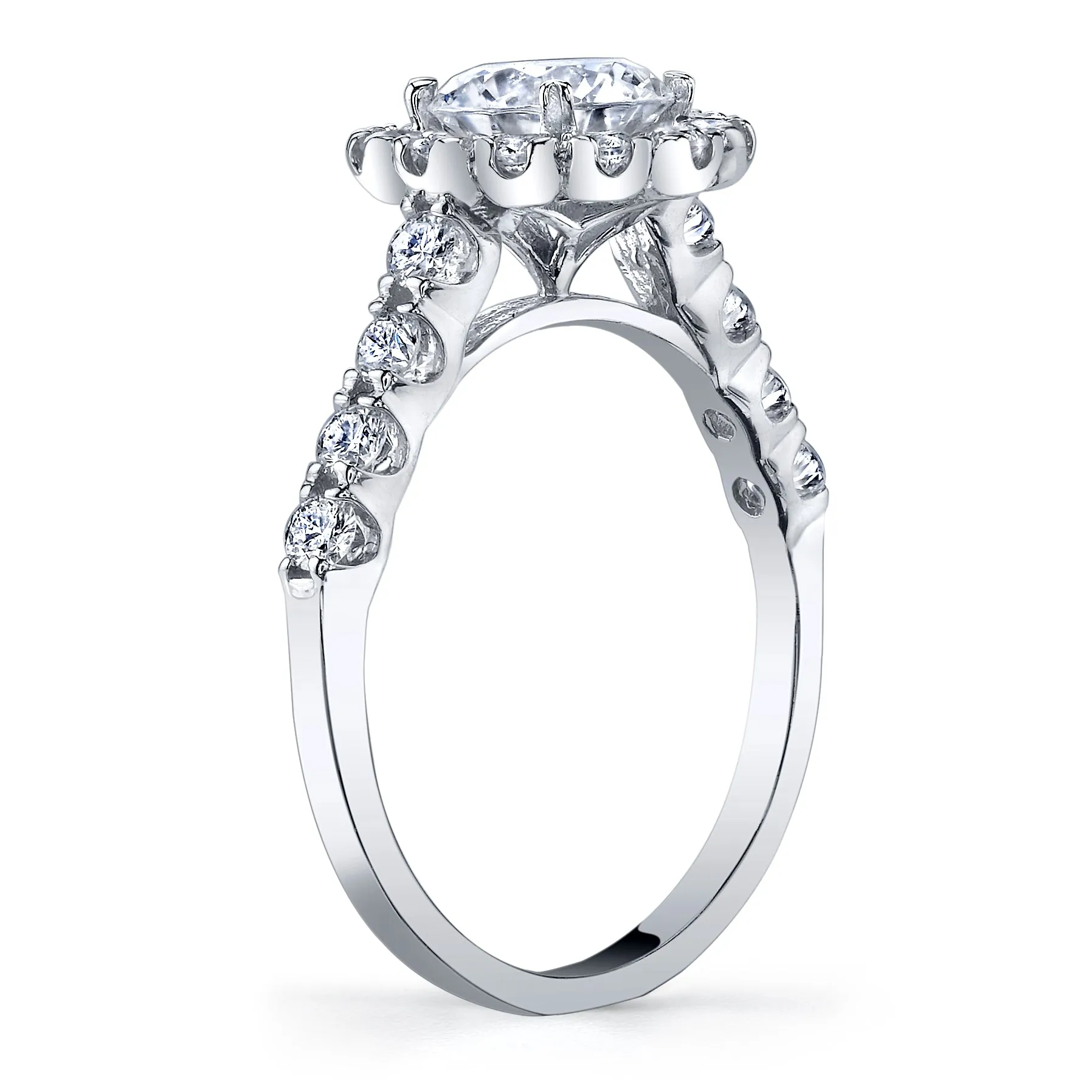 .58ctw Round Cut Diamond Halo Engagement Ring
