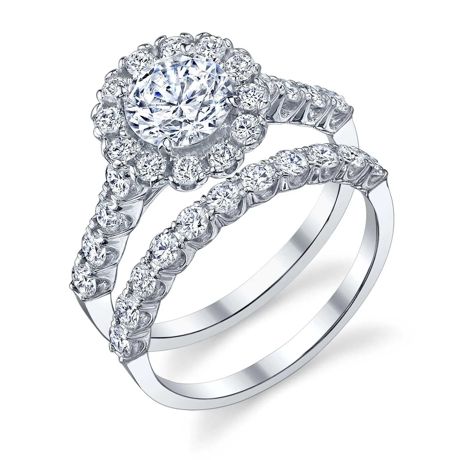 .58ctw Round Cut Diamond Halo Engagement Ring