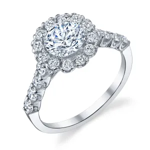 .58ctw Round Cut Diamond Halo Engagement Ring