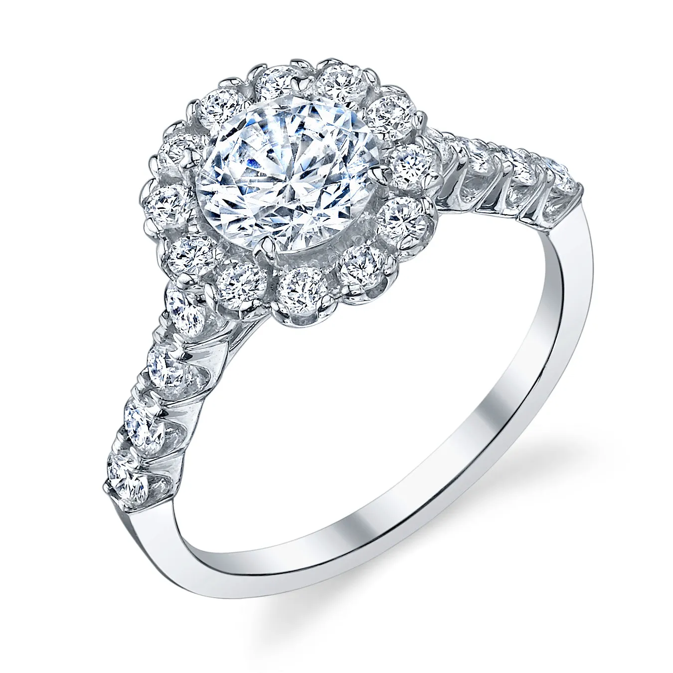 .58ctw Round Cut Diamond Halo Engagement Ring